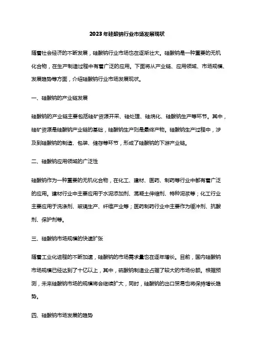 2023年硅酸钠行业市场发展现状