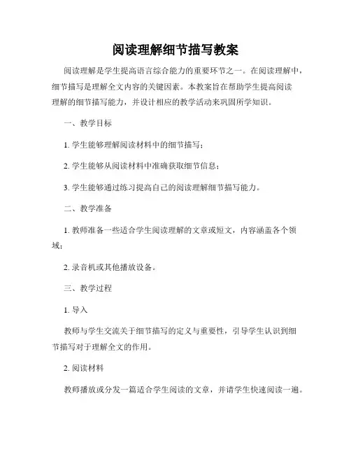阅读理解细节描写教案