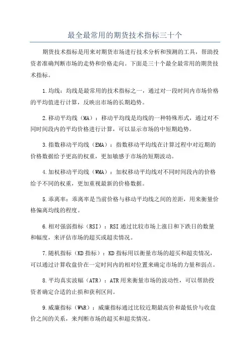 最全最常用的期货技术指标三十个