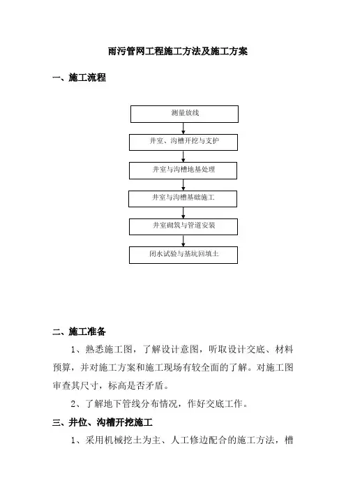 雨污管网工程施工方法及施工方案