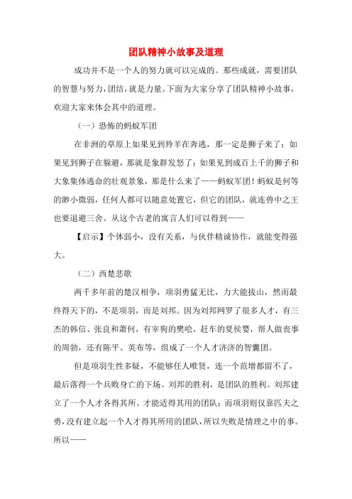 团队精神小故事及道理