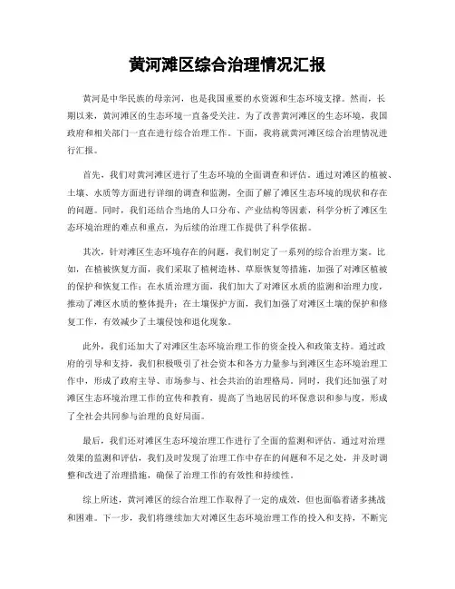 黄河滩区综合治理情况汇报