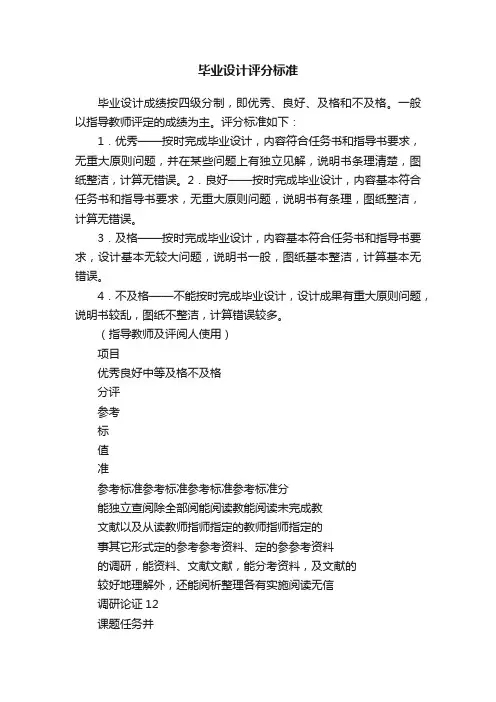 毕业设计评分标准
