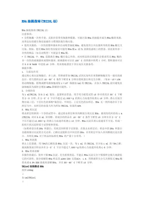 RNA抽提详细步骤