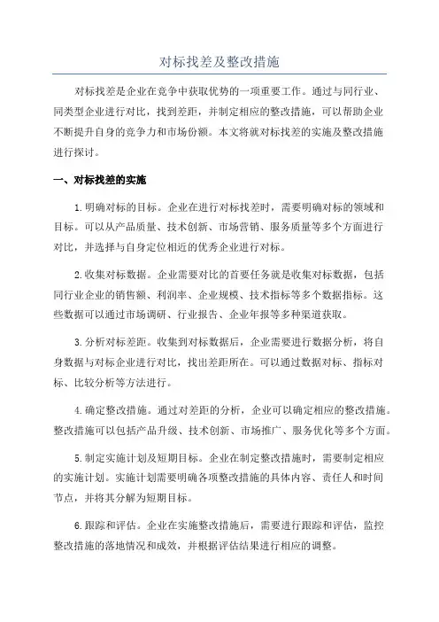 对标找差及整改措施