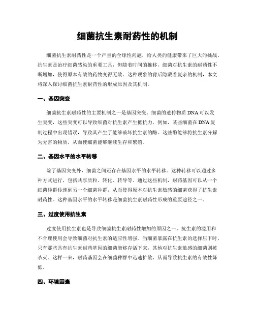 细菌抗生素耐药性的机制