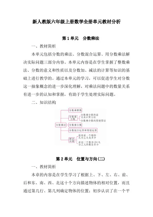 新人教版六年级上册数学全册单元教材分析