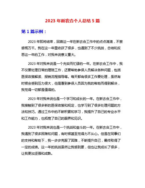 2023年新农合个人总结5篇