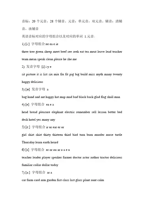 初中英语音标发音与归类,字母组合发音
