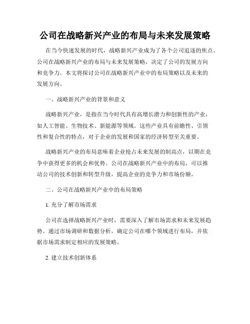 公司在战略新兴产业的布局与未来发展策略