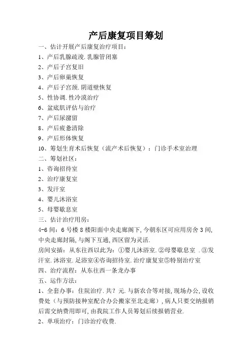 产后康复项目计划