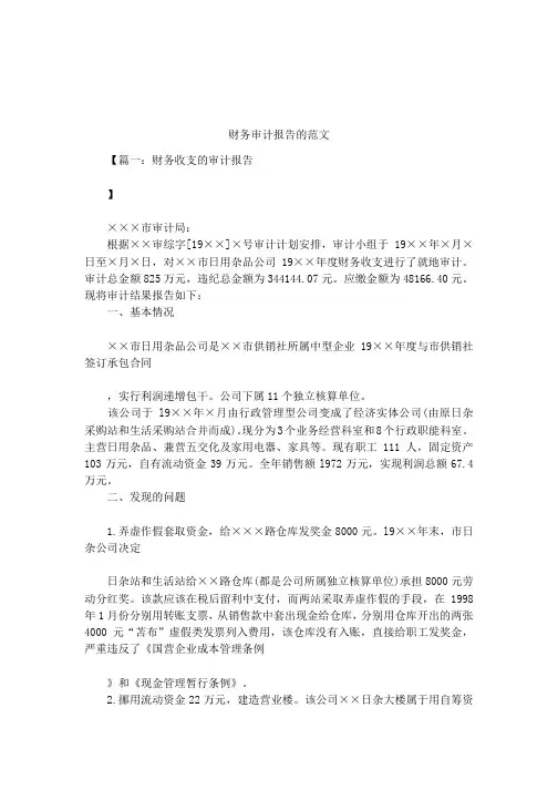 财务审计报告的范文