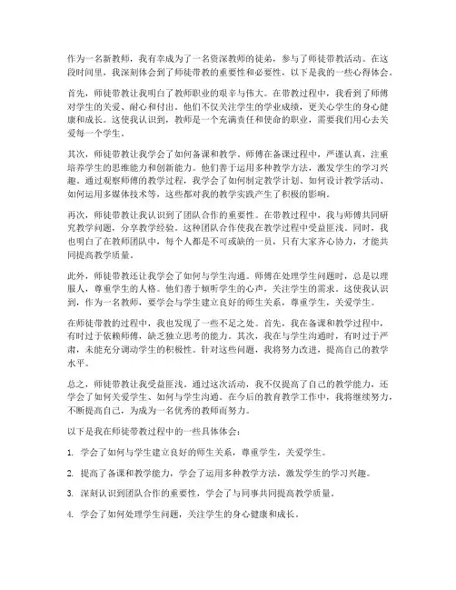 教师师徒带教心得体会