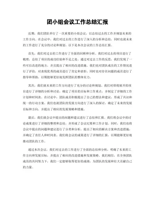 团小组会议工作总结汇报