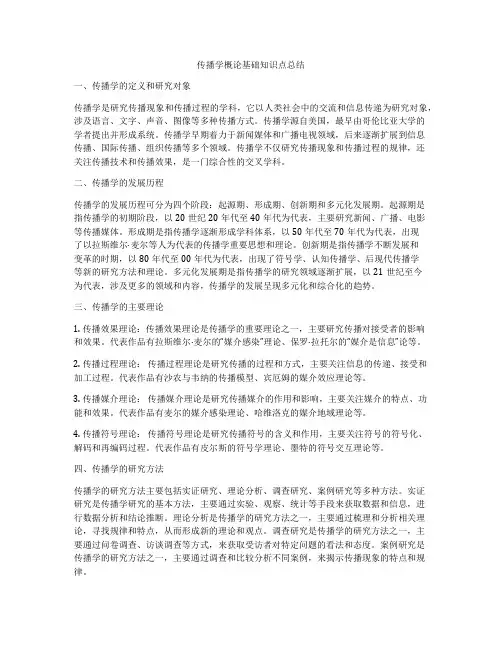 传播学概论基础知识点总结