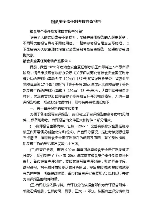 粮食安全责任制考核自查报告
