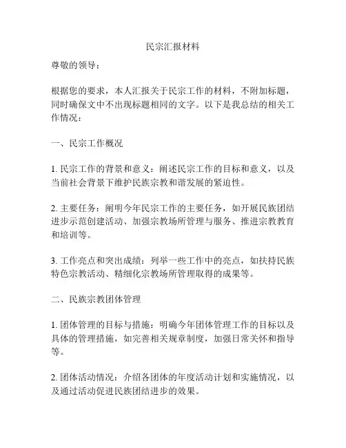民宗汇报材料