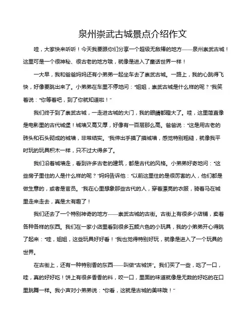 泉州崇武古城景点介绍作文