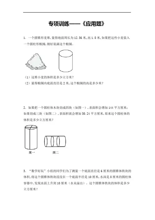 北师大版六年级数学下册专项练习《应用题》 (含答案)