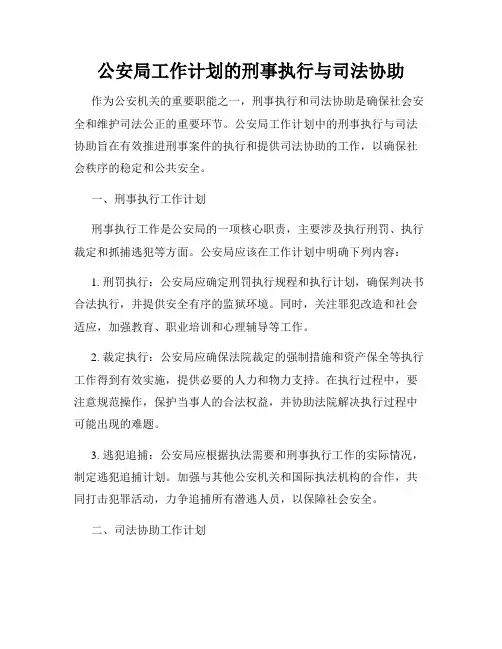 公安局工作计划的刑事执行与司法协助