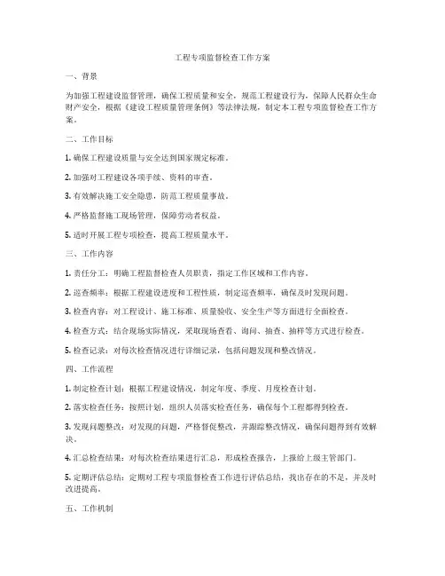 工程专项监督检查工作方案