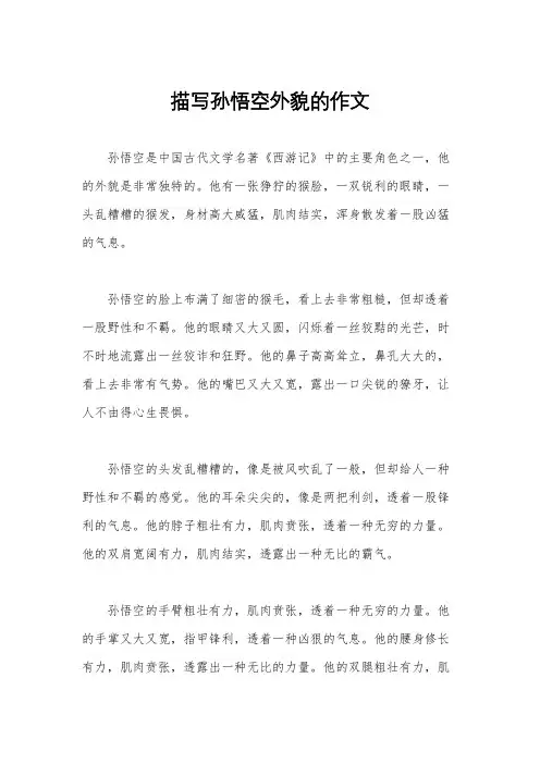 描写孙悟空外貌的作文