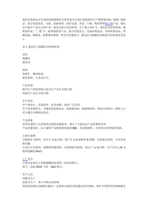 氯化法制钛白粉