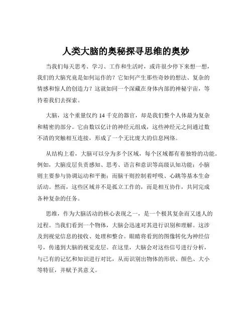 人类大脑的奥秘探寻思维的奥妙