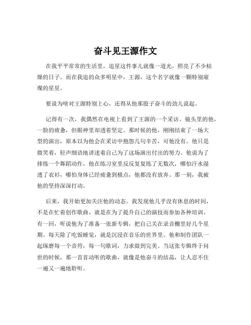 奋斗见王源作文