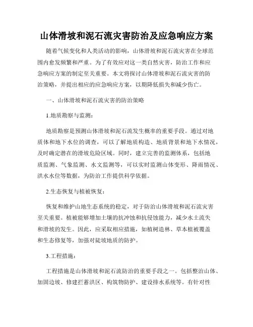 山体滑坡和泥石流灾害防治及应急响应方案