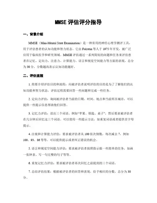 MMSE评估评分指导