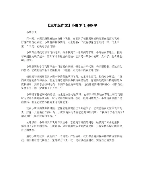 【三年级作文】小鹰学飞_600字