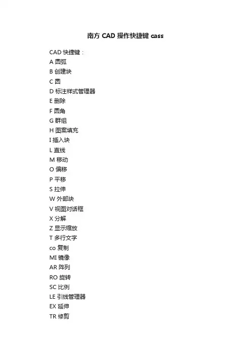 南方CAD操作快捷键cass