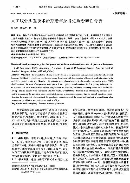 人工肱骨头置换术治疗老年肱骨近端粉碎性骨折
