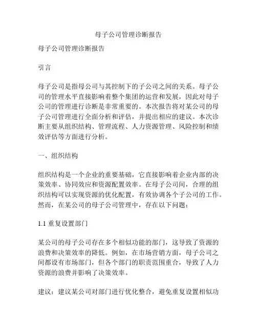母子公司管理诊断报告