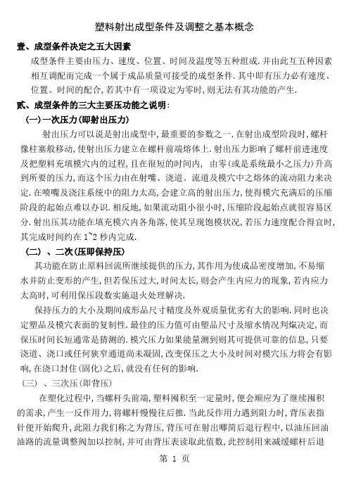 塑胶射出成型条件与调整之基本概念