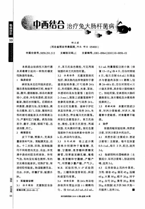中西结合治疗兔大肠杆菌病