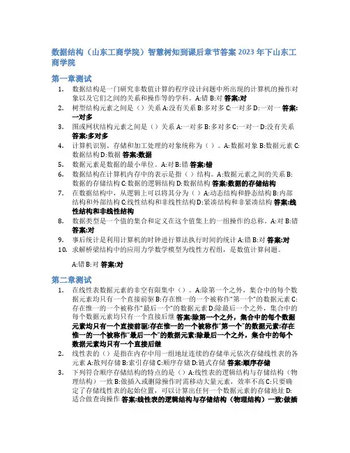 数据结构(山东工商学院)智慧树知到课后章节答案2023年下山东工商学院