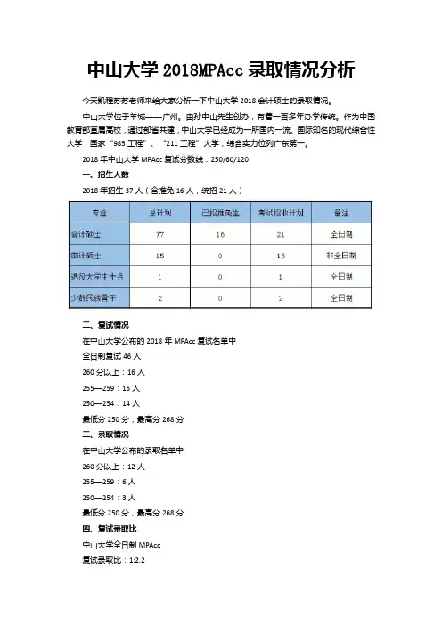 中山大学2018MPAcc录取情况分析