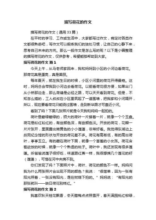 描写荷花的作文（通用33篇）