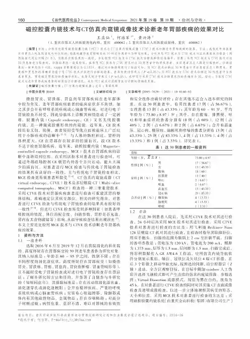 磁控胶囊内镜技术与CT仿真内窥镜成像技术诊断老年胃部疾病的效果对比