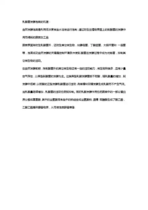 生物乳酸菌做泡菜的原理