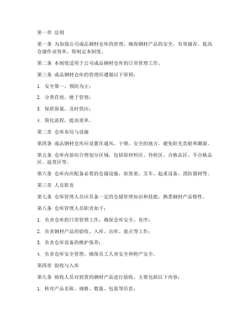 成品钢材仓库管理制度范本
