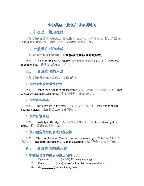 小学英语一般现在时专项练习