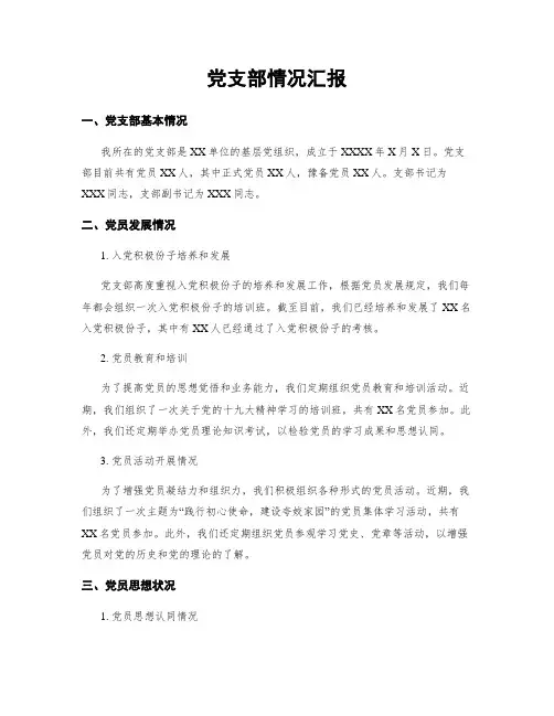 党支部情况汇报