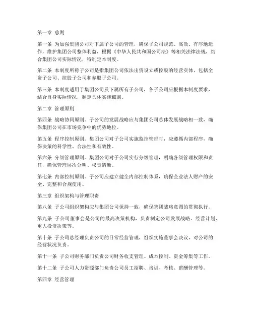 集团下属子公司管理制度