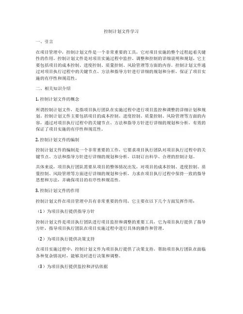 控制计划文件学习