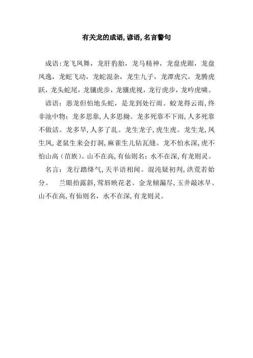有关龙的成语,谚语,名言警句