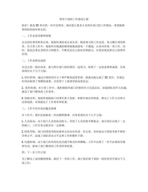 领导干部的工作情况汇报