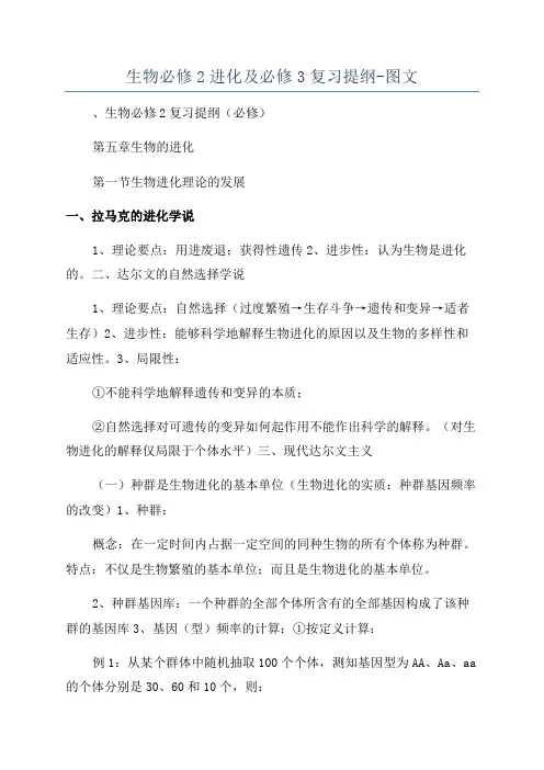 生物必修2进化及必修3复习提纲-图文